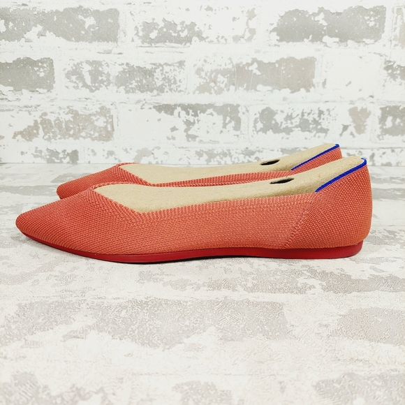 New Rothy's The Flat Peach Knit Pointy Toe Slip On Loafers F1018